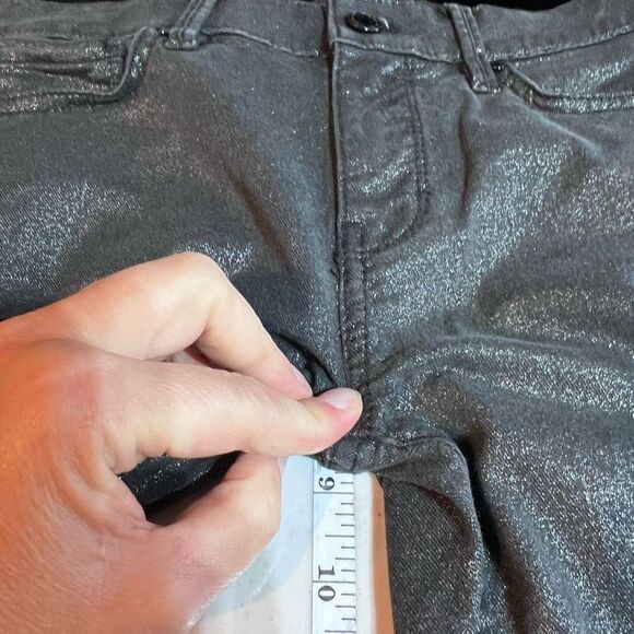 White House Black Market Women's Metallic Gold Foil Skinny‎ Ankle Jeans Size 0 - Picture 15 of 16